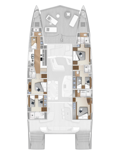 LAGOON SEVENTY 8 - 6 CABIN GALLY DOWN FORWARD LAGOON SEVENTY 8 - 6 CABIN GALLY DOWN FORWARD