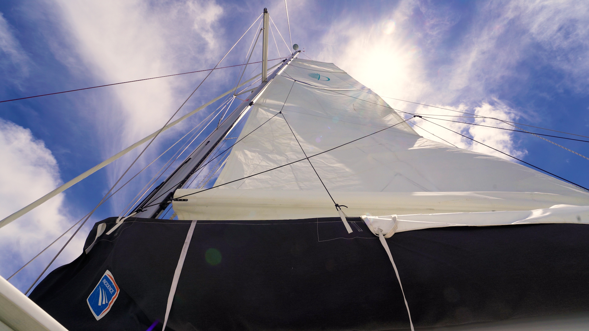 Lagoon Catamaran Lowering the Mainsail
