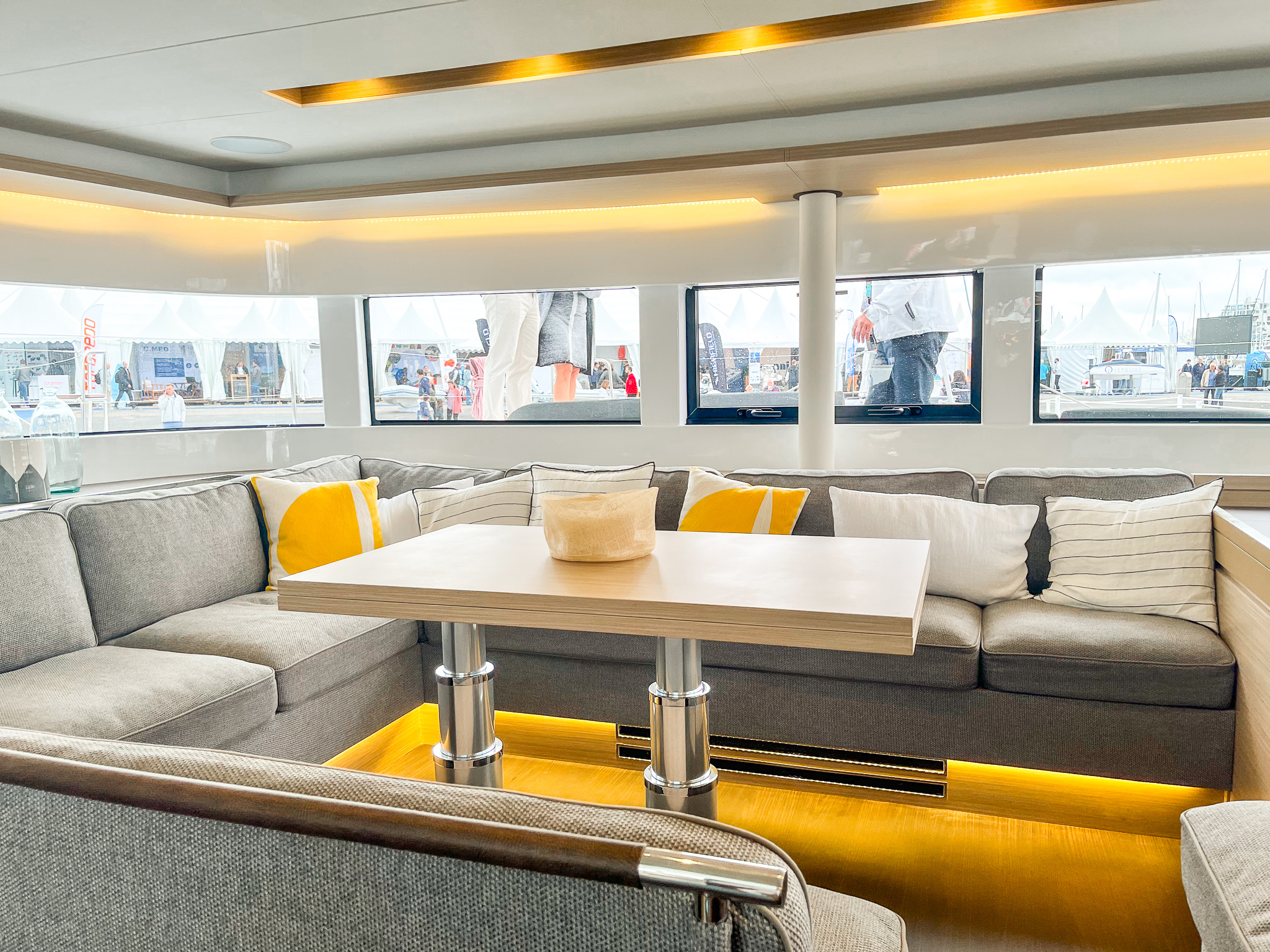 IMG_7659 Lagoon Catamaran Lowering the Mainsail