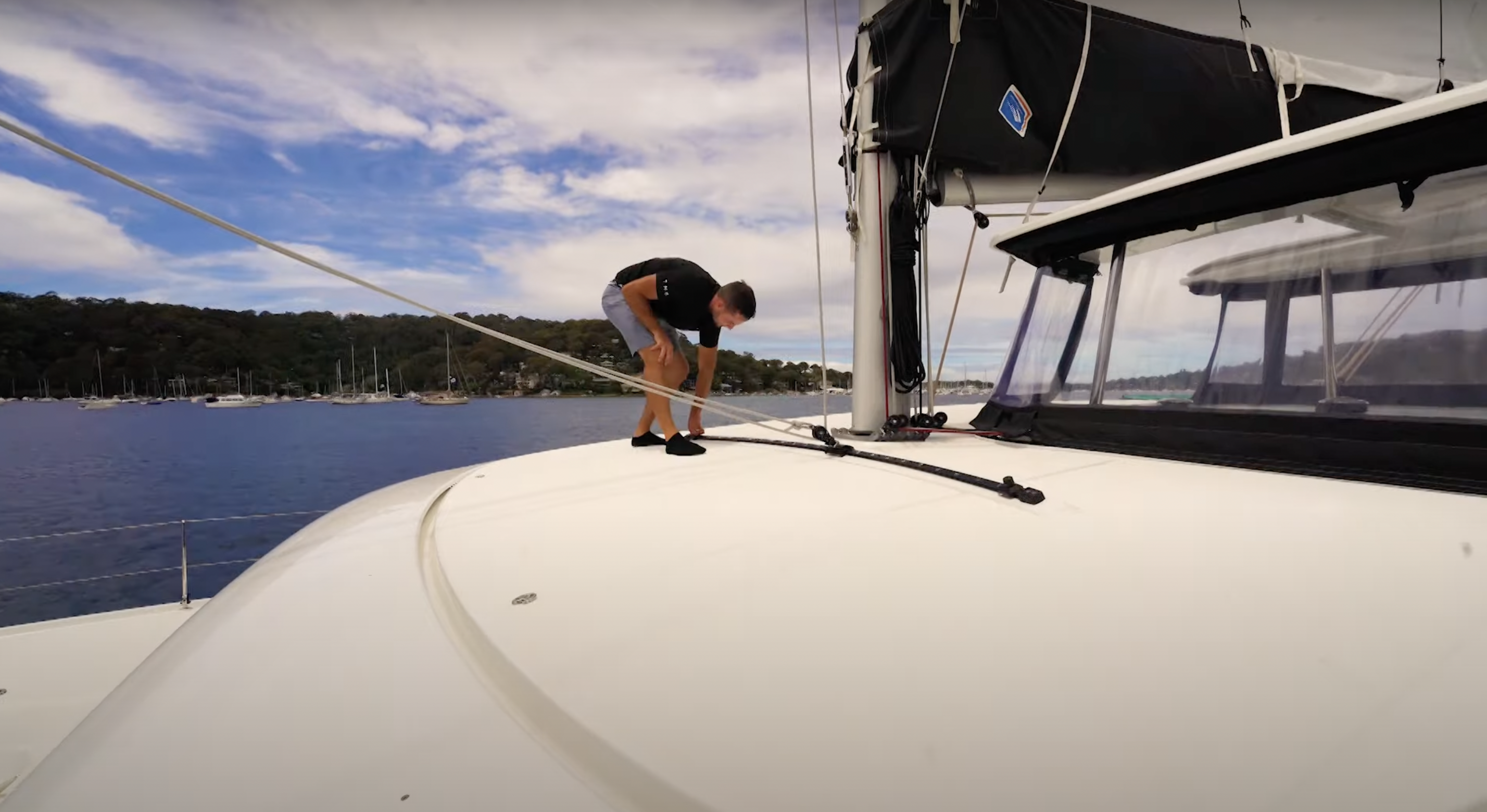 Inspire and Learn Series Lagoon Catamaran how to unfurl the jib genoa free up the self tacking jib track Lagoon Catamaran how to unfurl the jib genoa free up the self tacking jib track