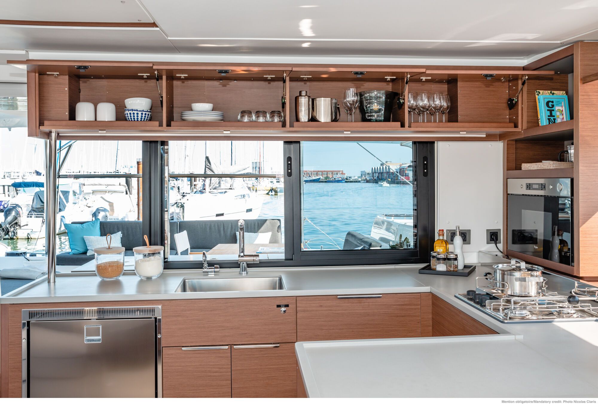 Lagoon46_galley_open Lagoon_catamaran_storage_planning_tips_galley_saloon_jenny_jaco